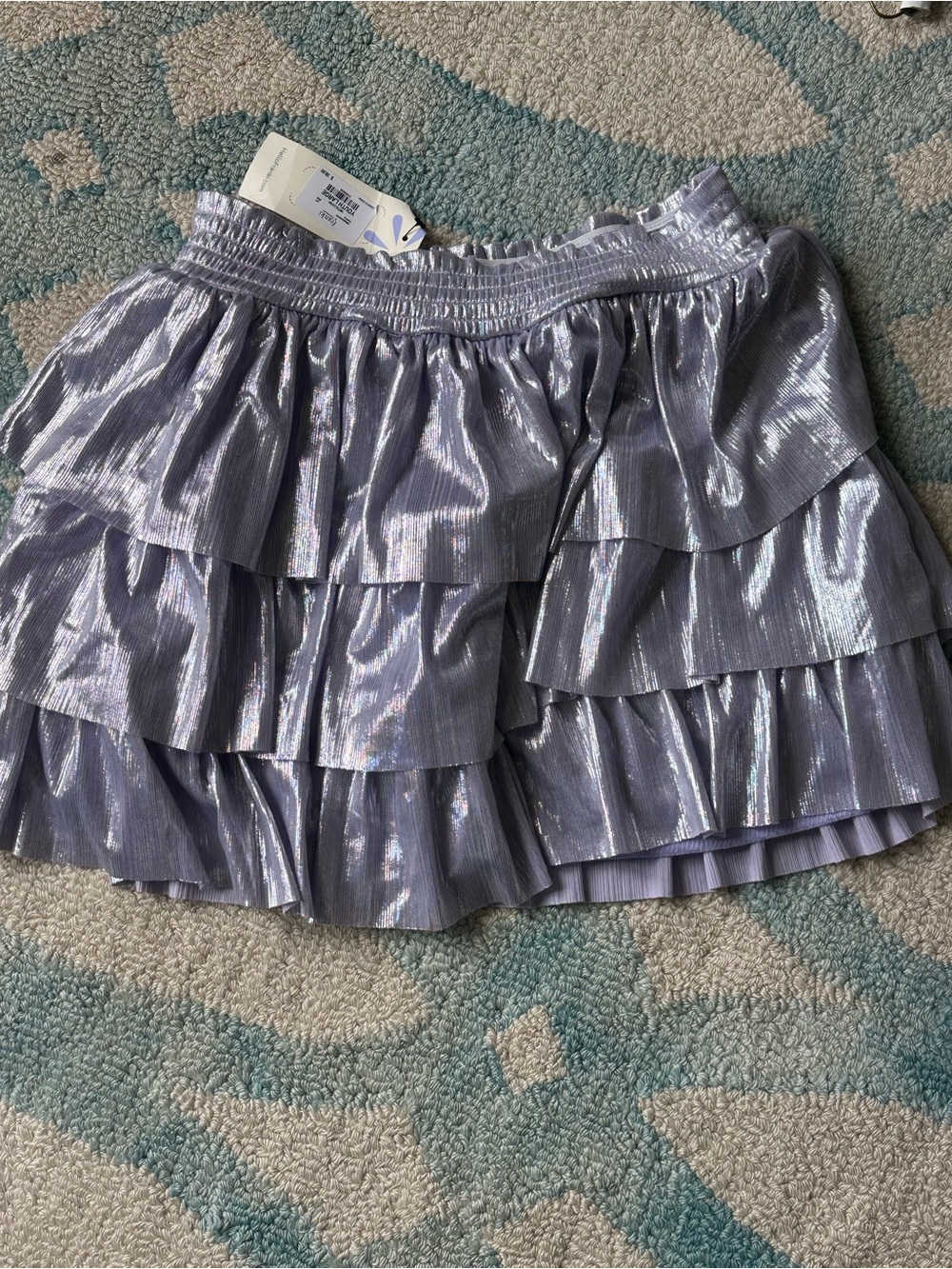 NWT Girls' Shimmer Tiered Skirt - Lavender Metallic